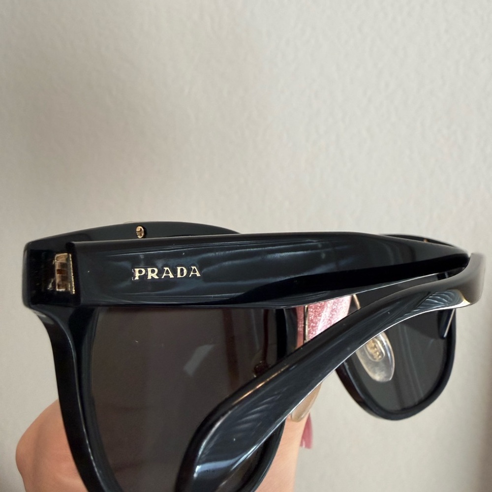 Prada Black Round Women's Sunglasses with Dark Lenses - Picture 3 of 9